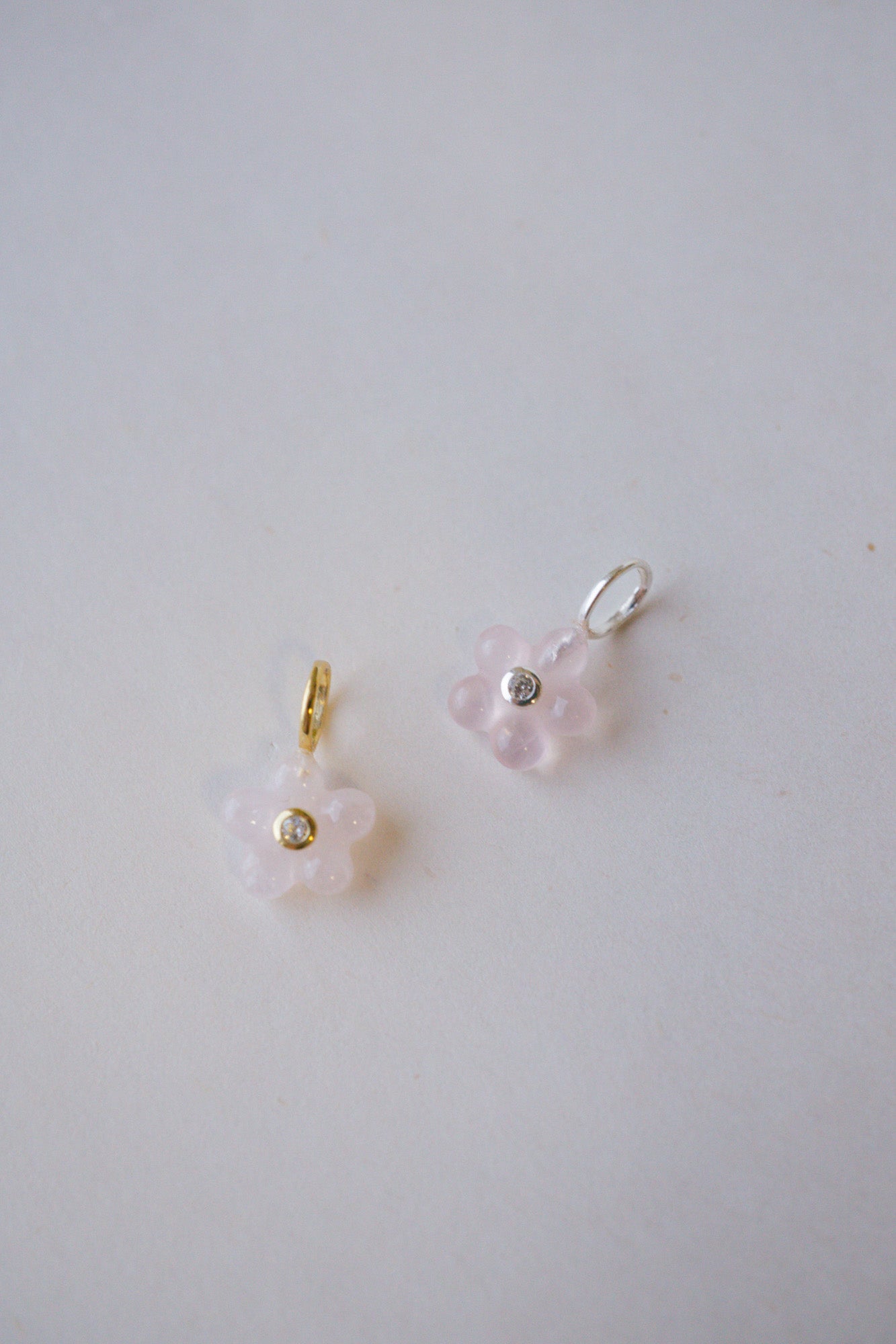 Sapphire Rose Quartz Flower Charm Pendant - Foe & Dear