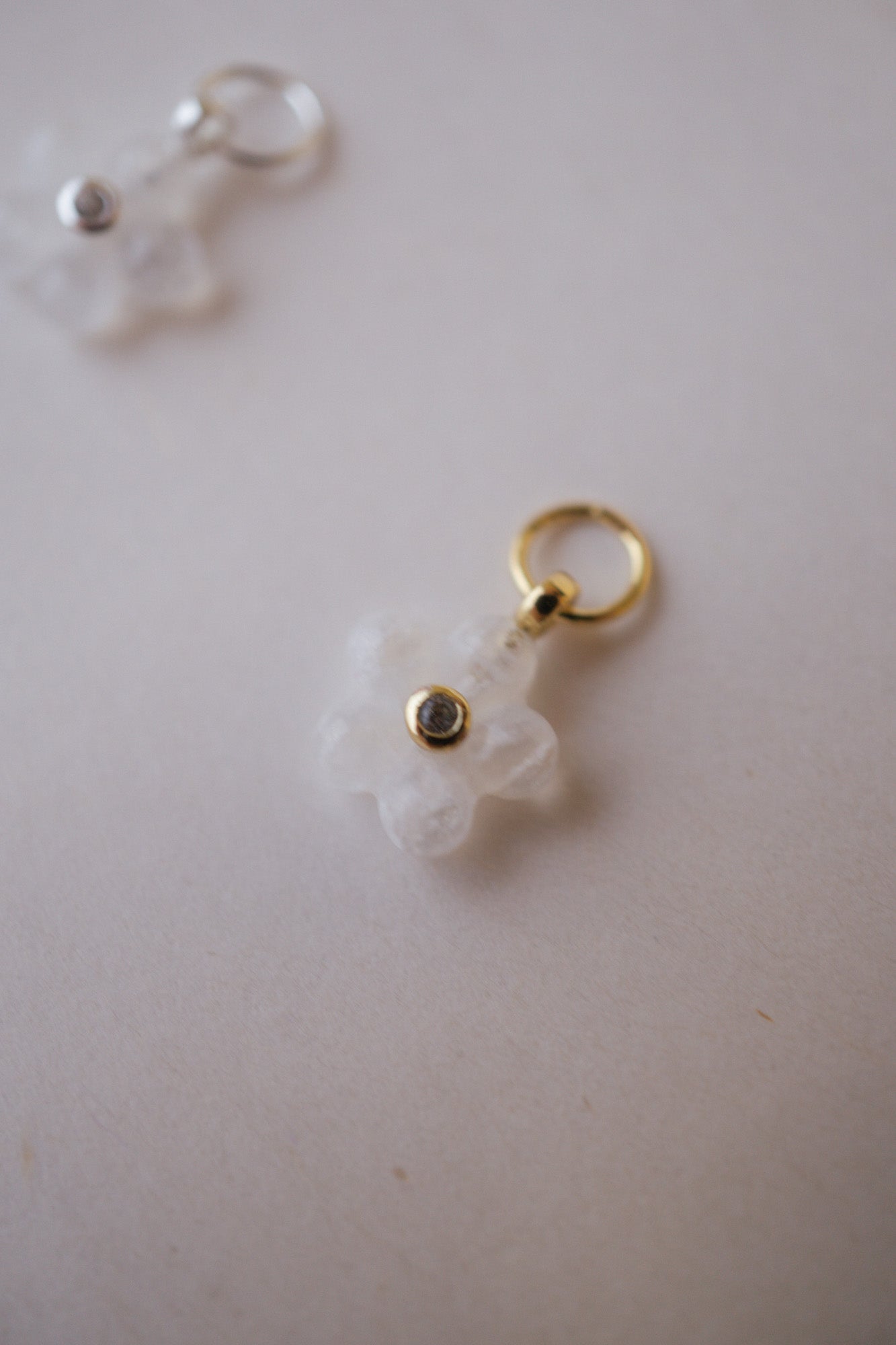 Sapphire Moonstone Flower Charm Pendant - Foe & Dear