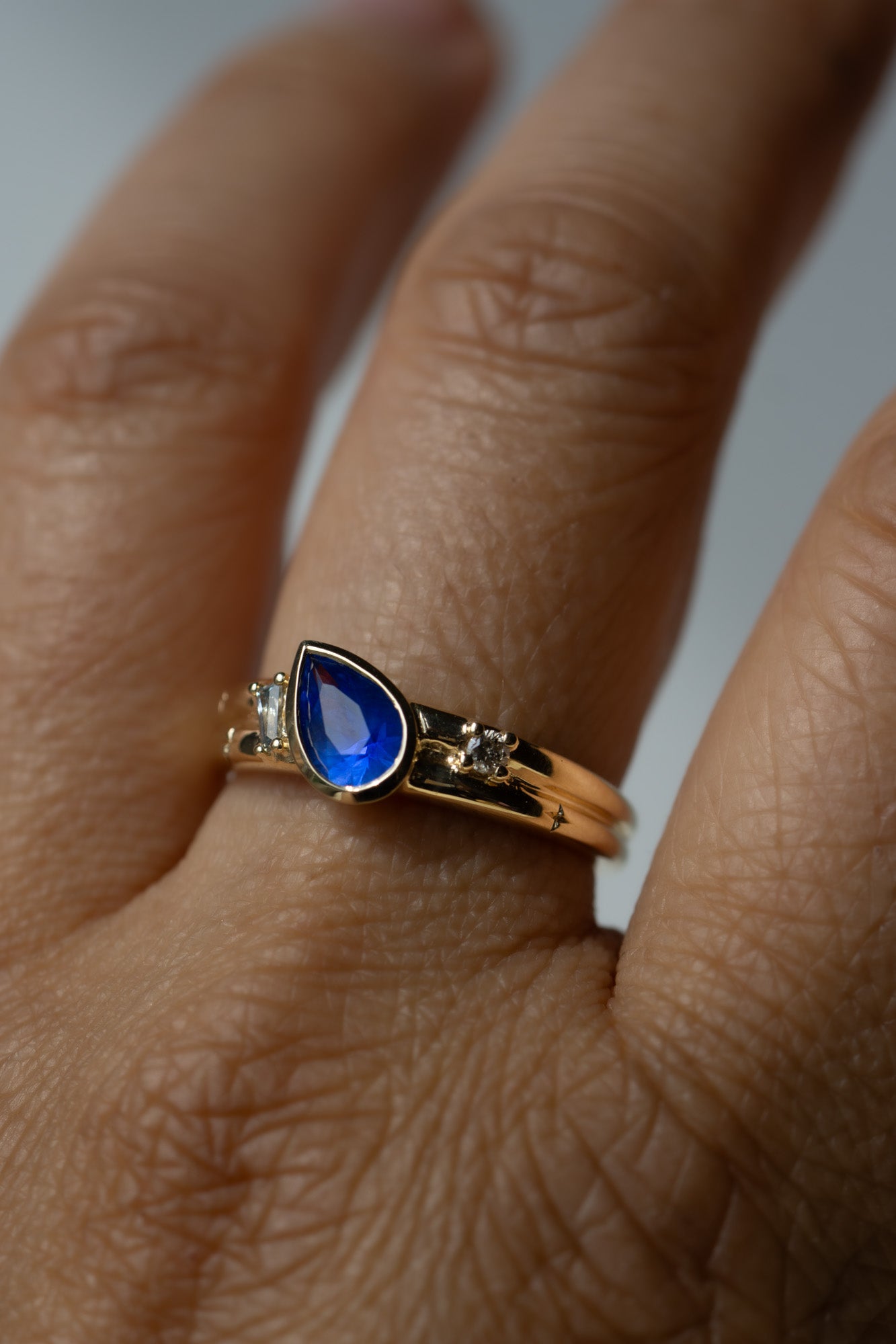 *new* Kaleidoscope Ring - 0.74tcw Blue Brilliant-Cut Pear Sapphire *ready-to-ship - Foe & Dear