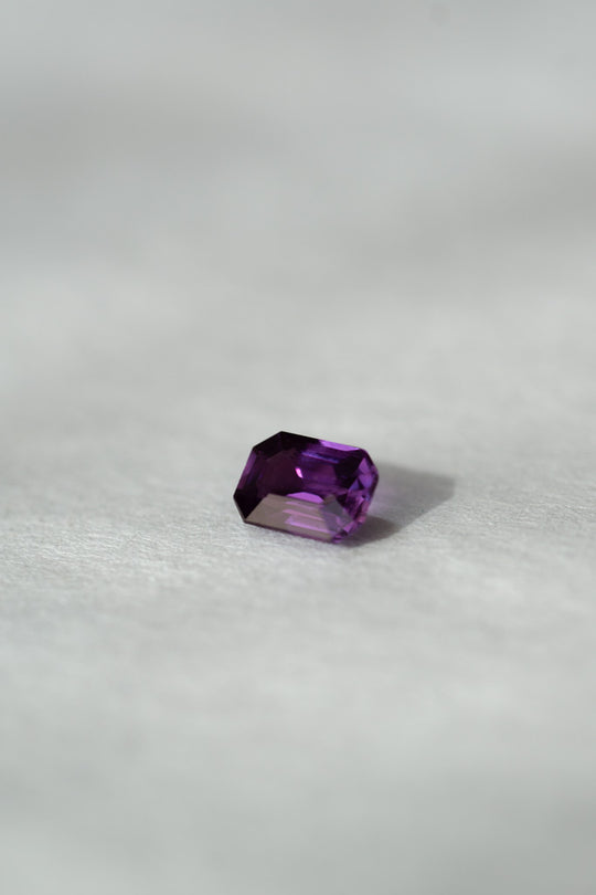 Grape Purple Step cut Sapphire - 0.67ct Emerald