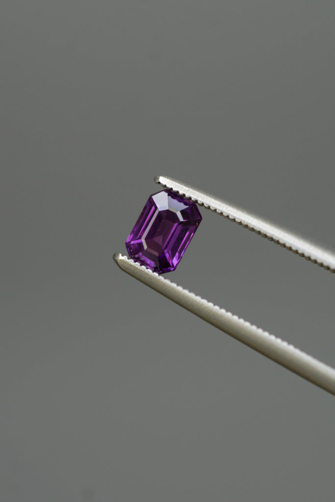 Grape Purple Step cut Sapphire - 0.67ct Emerald