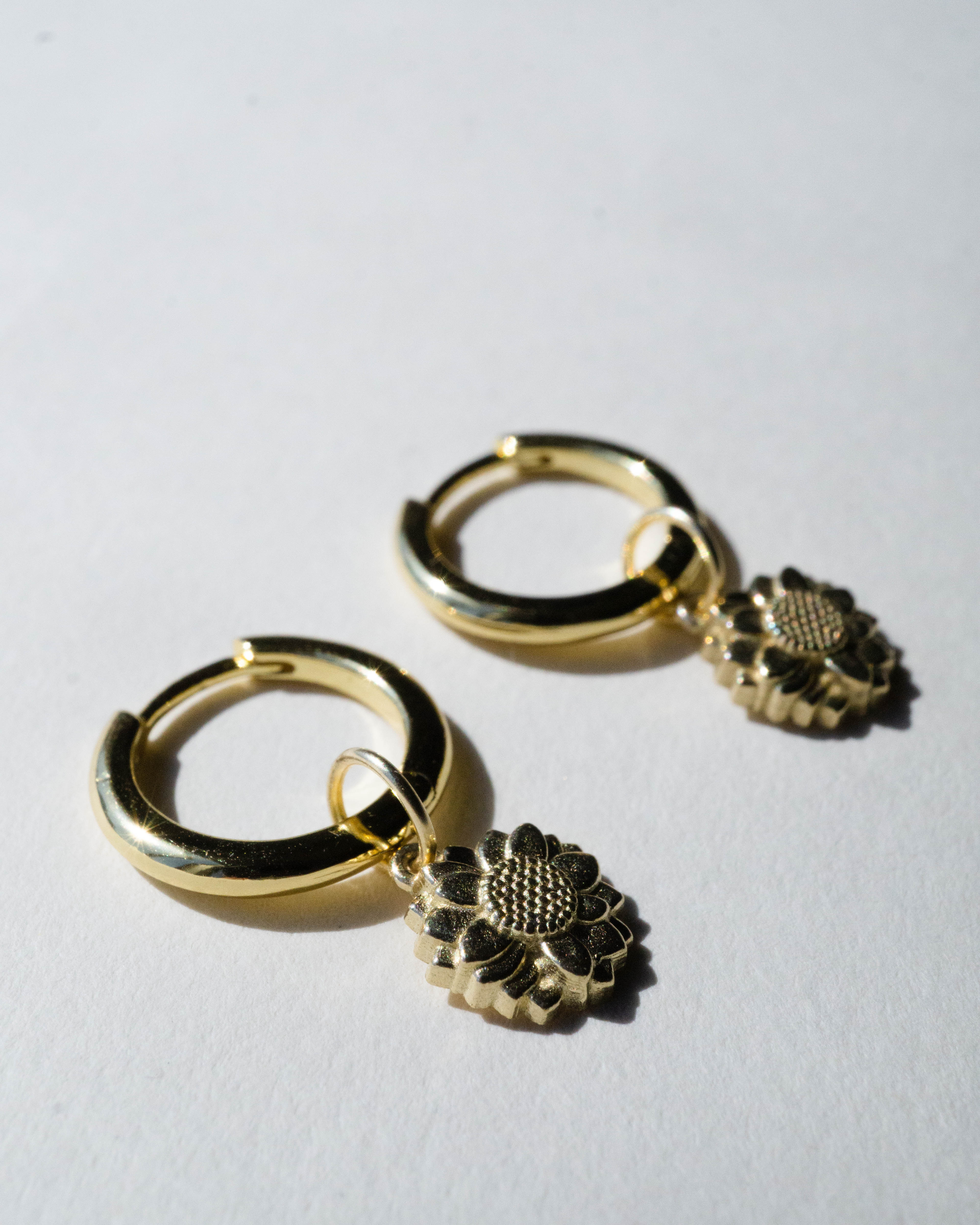 Sunflower Charm Hoops *made-to-order - Foe & Dear