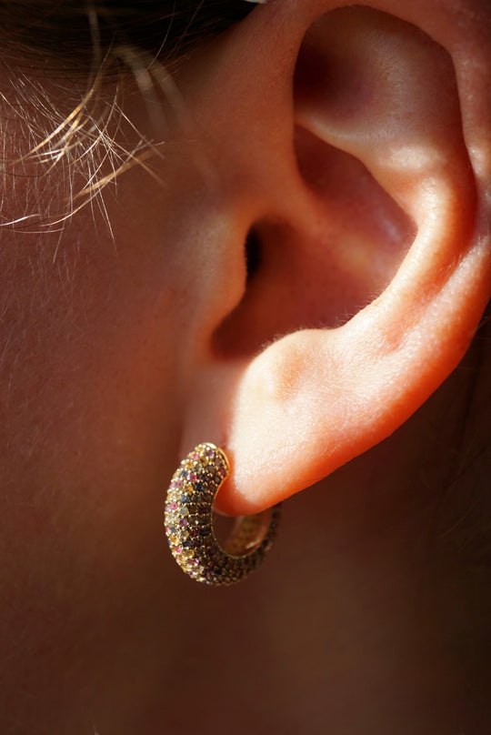 Macaroni Hoop Earrings with Sapphires *made-to-order