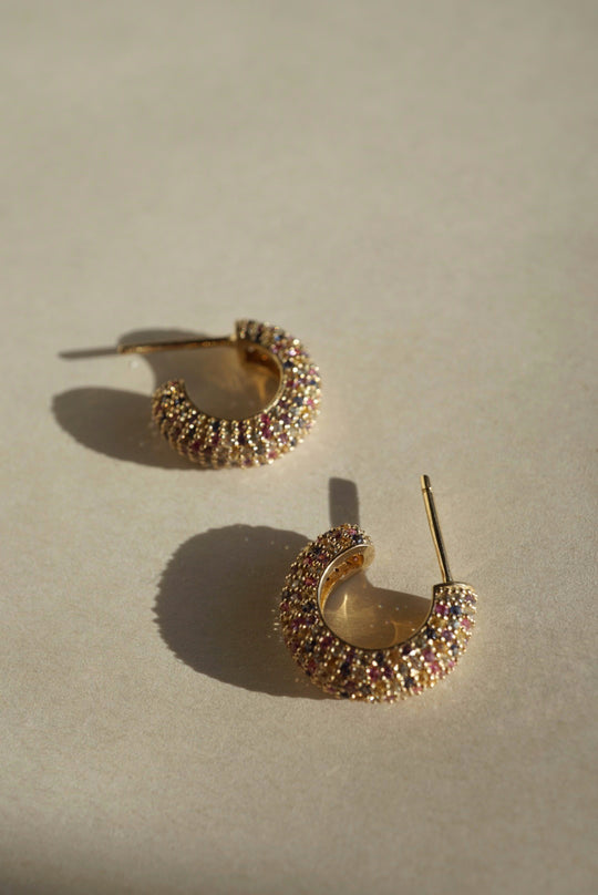 Macaroni Hoop Earrings with Sapphires *made-to-order